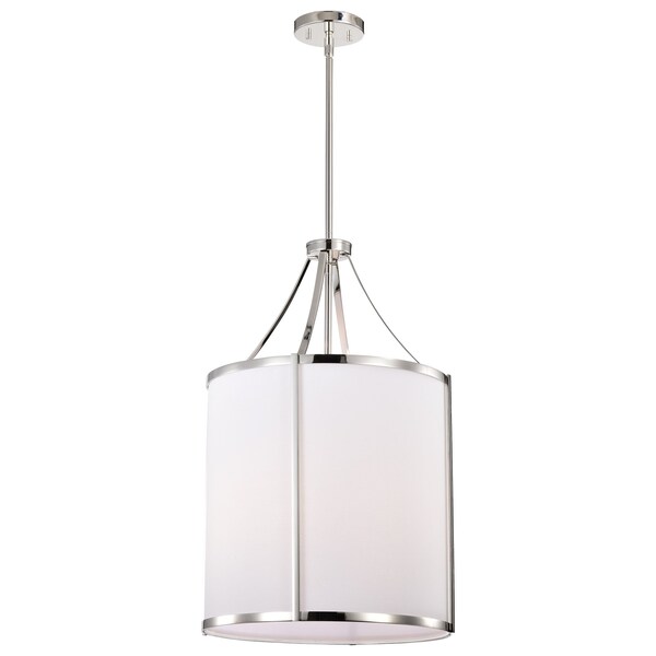 Easton 3-Light Pendant - Polished Nickel Finish - White Linen Shade